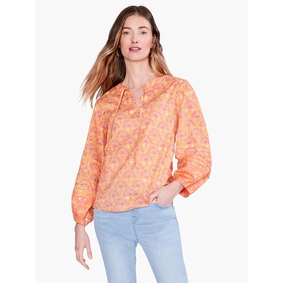 NIC+ZOE Swan Rays Top in Orange Multi - Picture 1 of 11